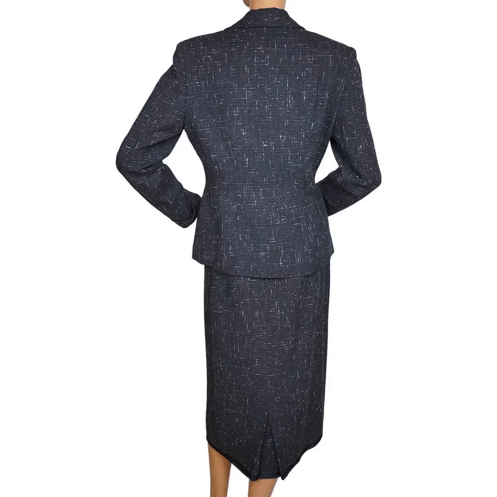 Vintage 1950s Skirt Suit Flecked Linear Pattern Size Medium