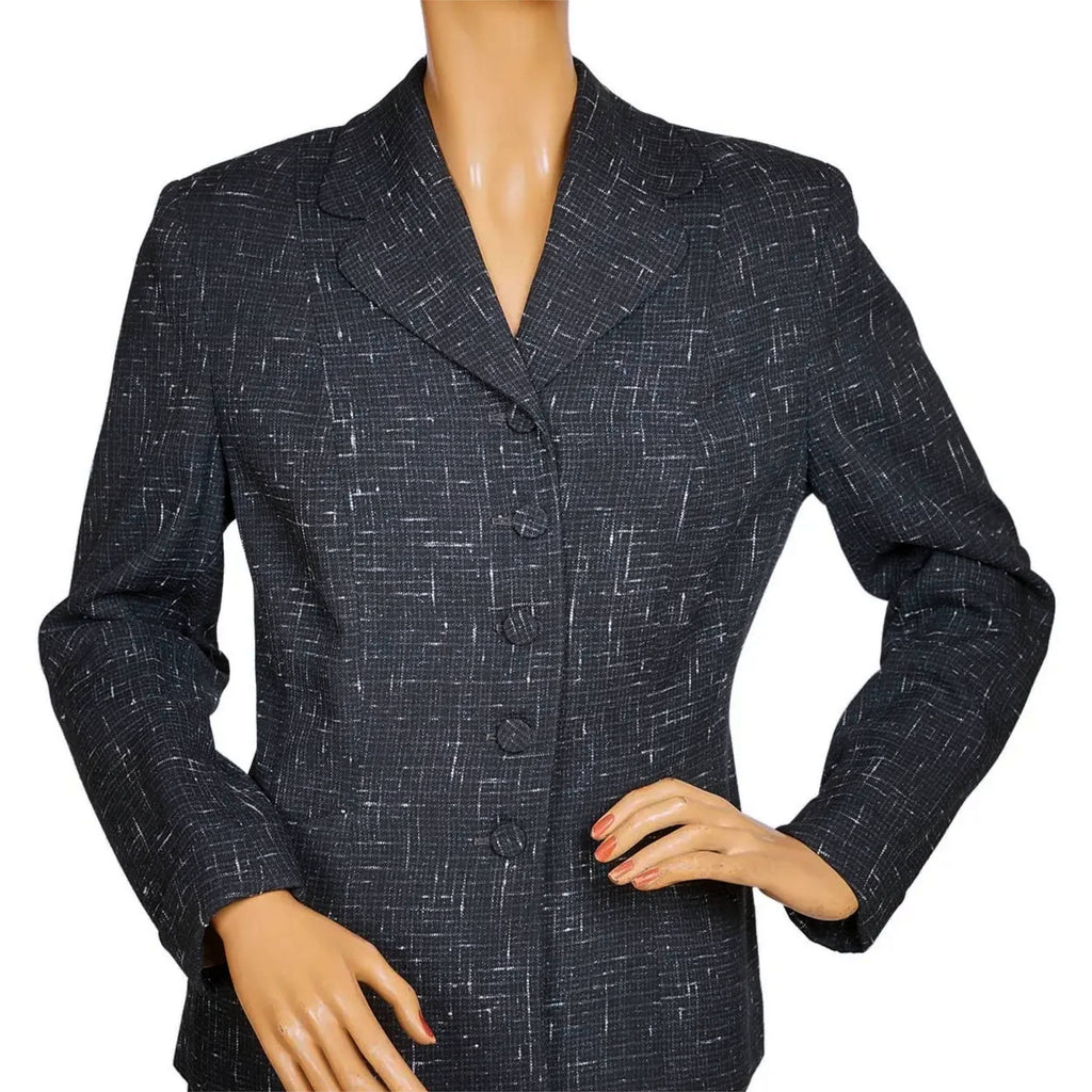 Vintage 1950s Skirt Suit Flecked Linear Pattern Size Medium