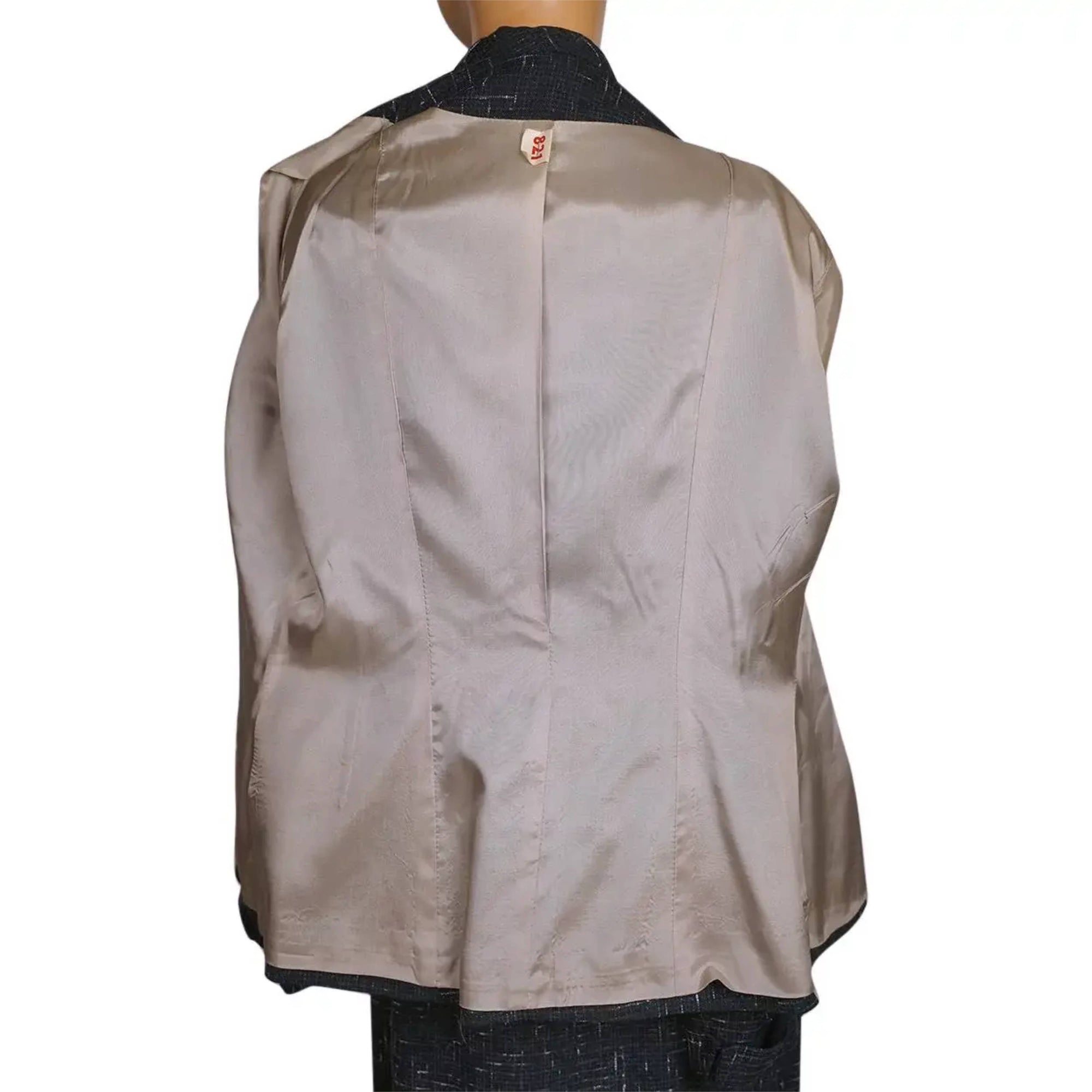 Vintage 1950s Skirt Suit Flecked Linear Pattern Size Medium