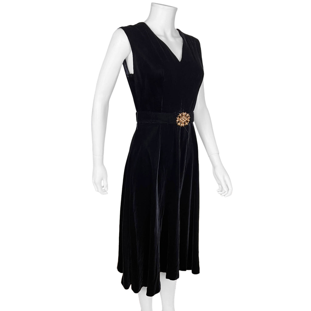 Vintage 1960s Black Velvet Dress Francis Gale by Parkway M