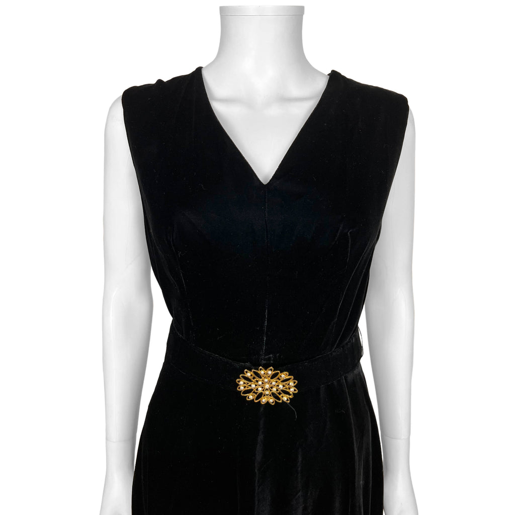 Vintage 1960s Black Velvet Dress Francis Gale by Parkway M