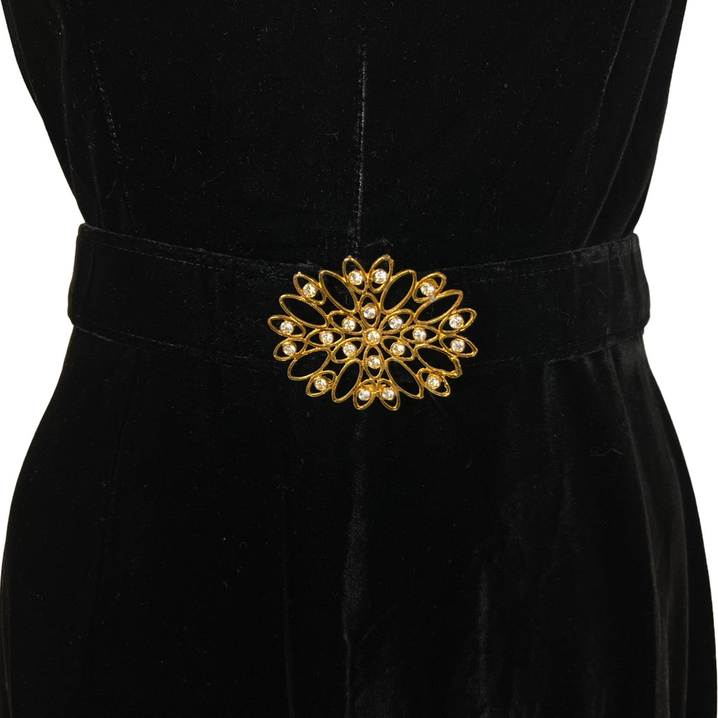 Vintage 1960s Black Velvet Dress Francis Gale by Parkway M