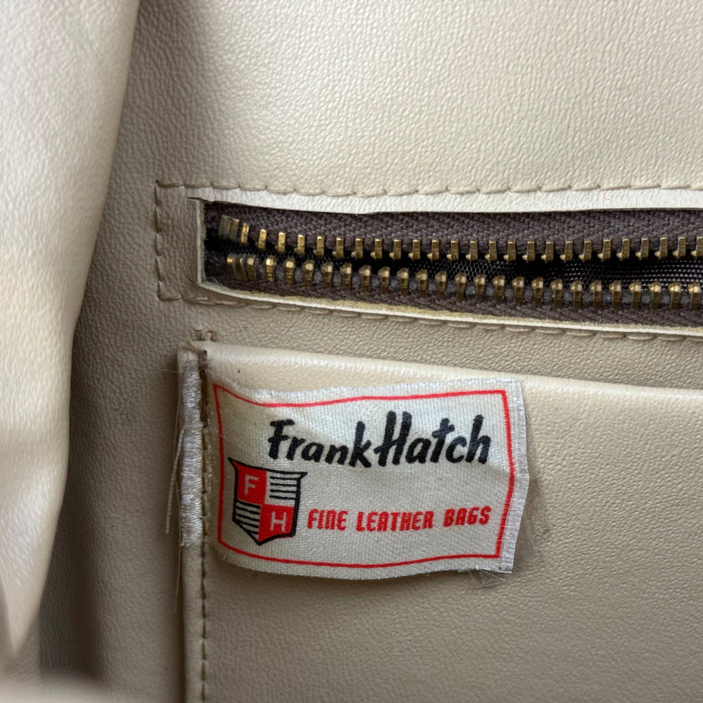 Vintage 1950s Suede Leather Handbag with Gold Frame Frank Hatch