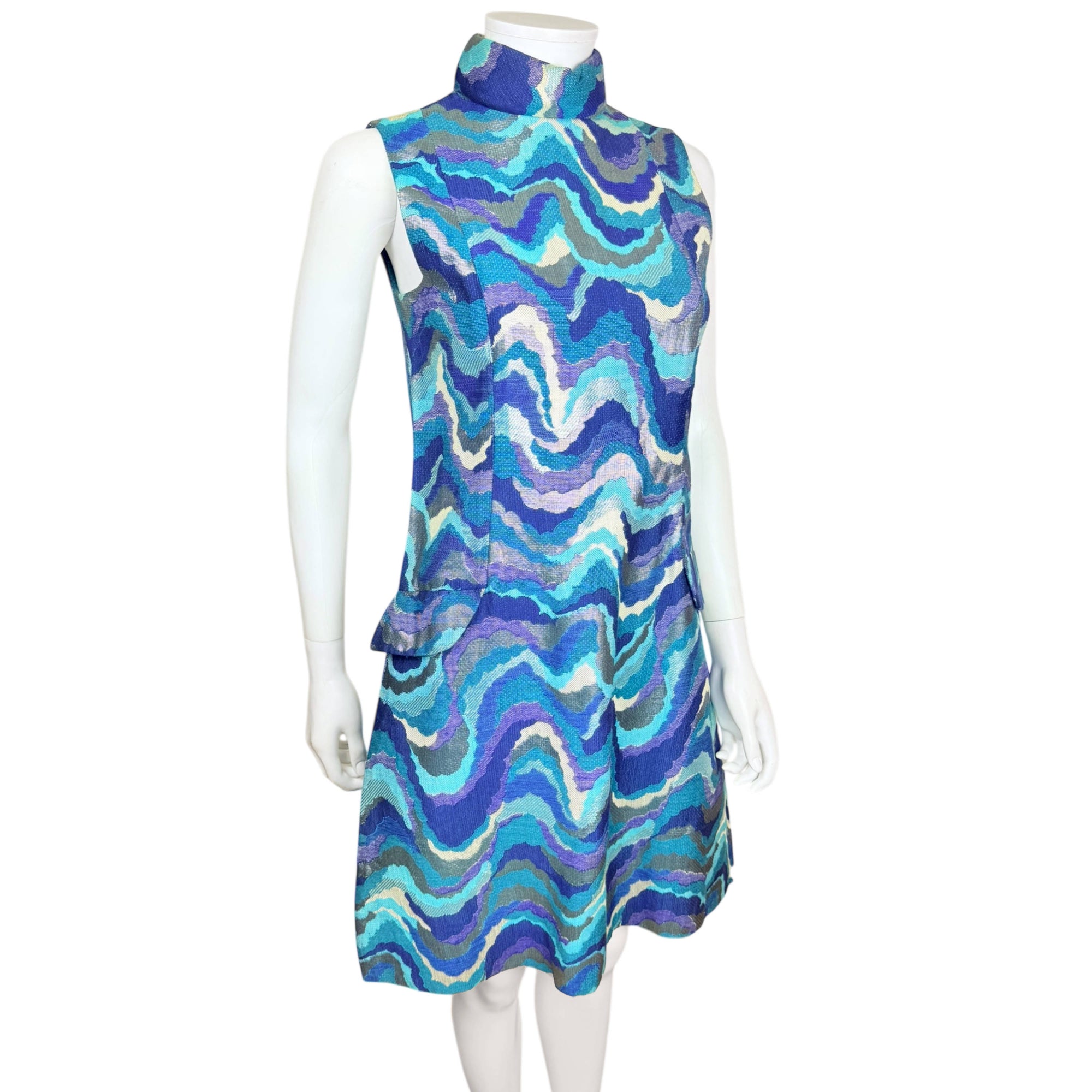 Vintage 1960s Mod Psych Dress Frank Usher London Size S