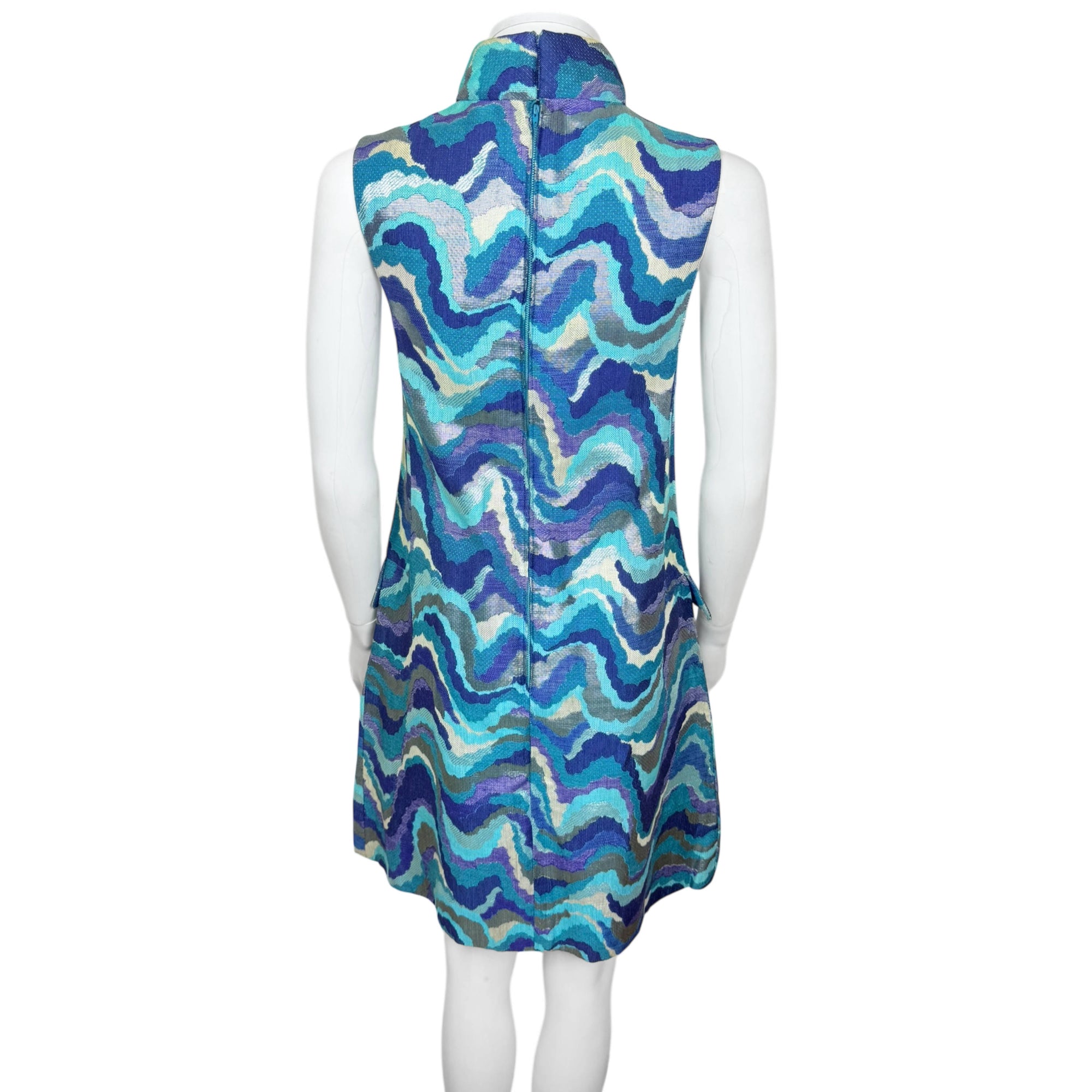 Vintage 1960s Mod Psych Dress Frank Usher London Size S