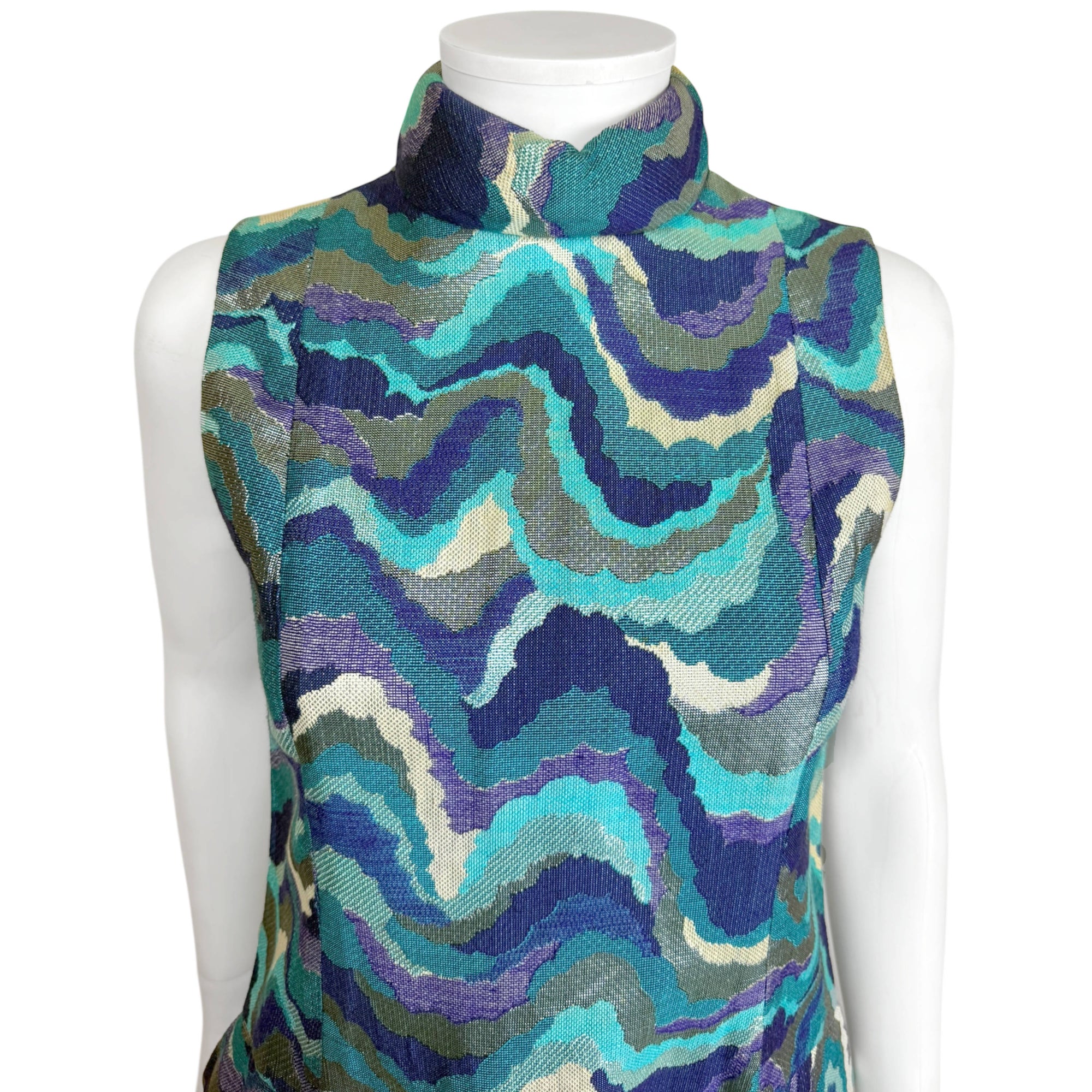 Vintage 1960s Mod Psych Dress Frank Usher London Size S