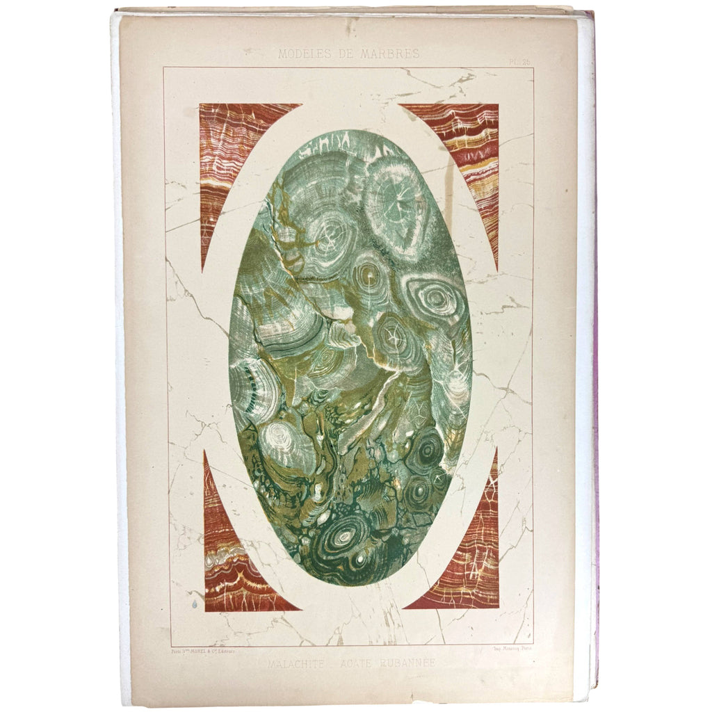 malachite agate ribboned marble antique print