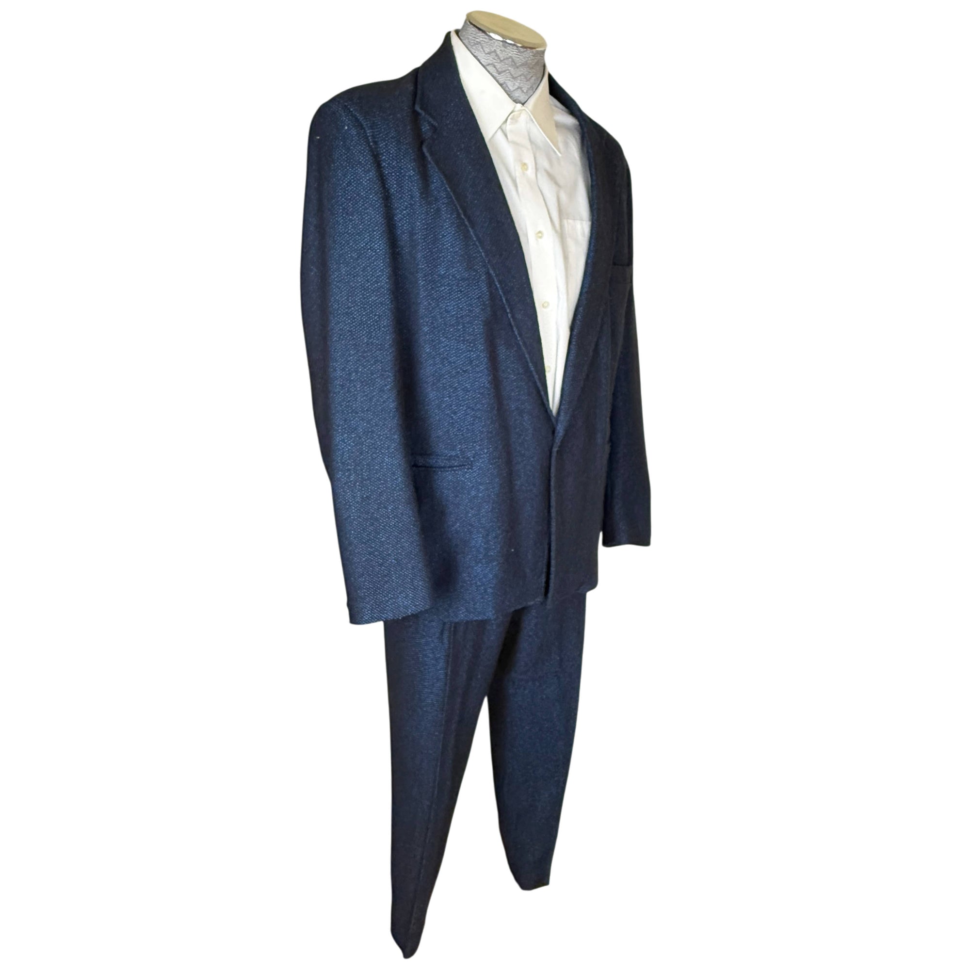 1980s Gabe Omassi two-piece wool suit with single-button jacket