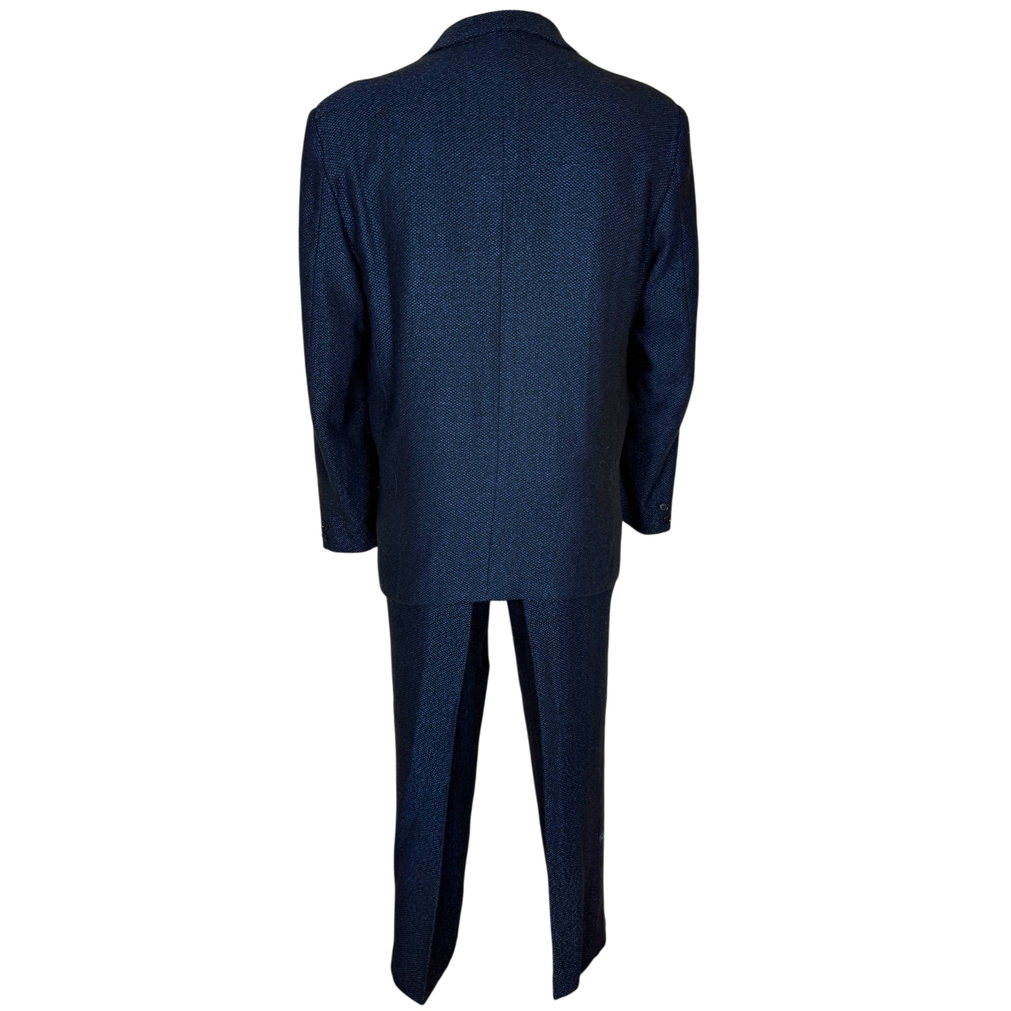Vintage Gabe Omassi black and blue men's suit back view