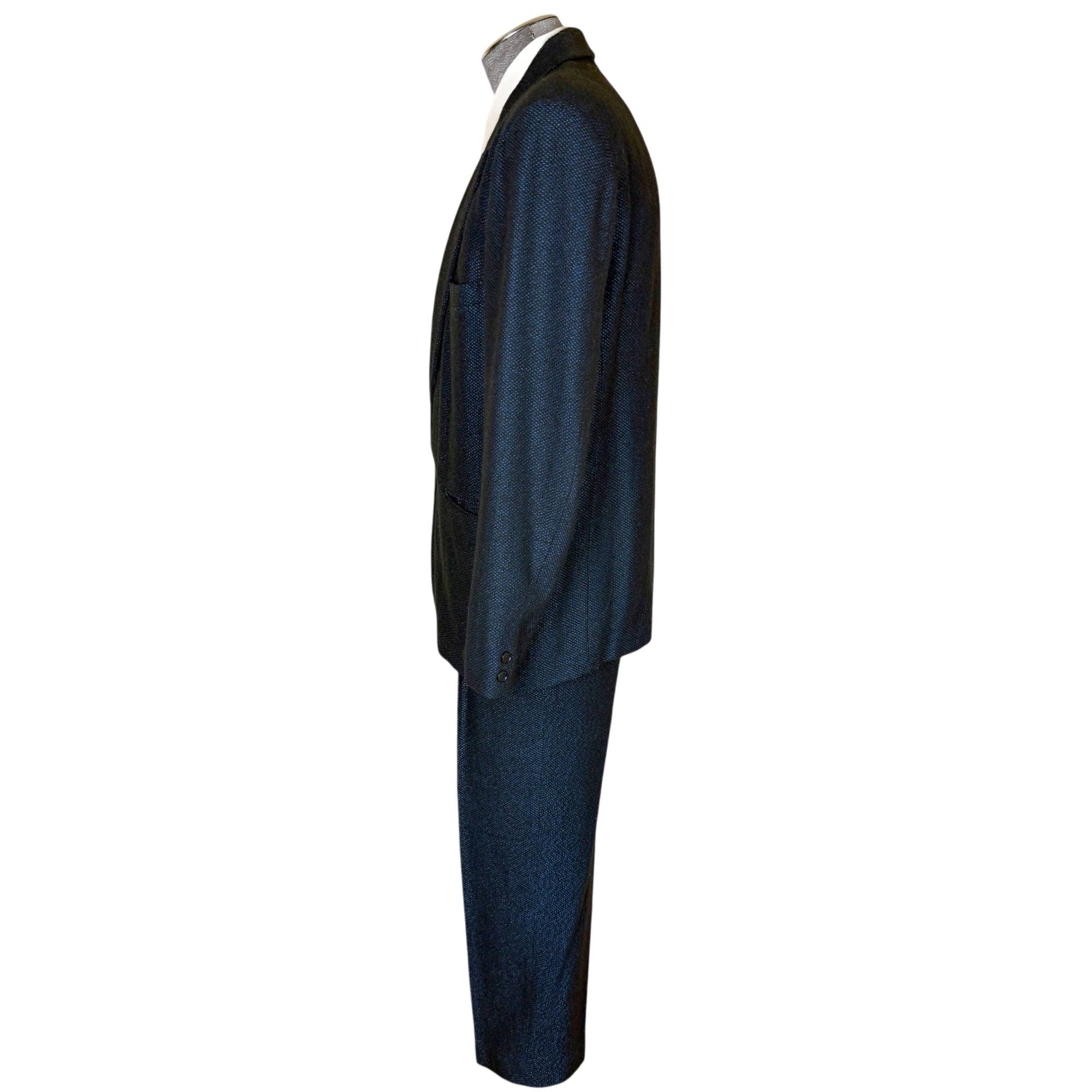 Vintage Gabe Omassi black and blue men's suit side view