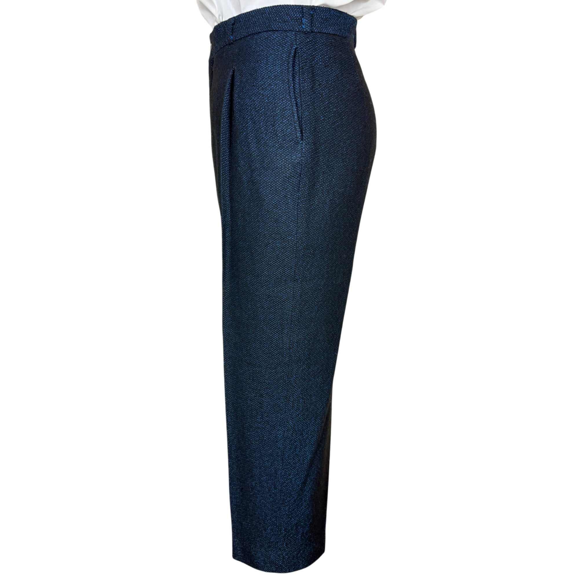 Vintage Gabe Omassi black and blue wool-blend trousers side view
