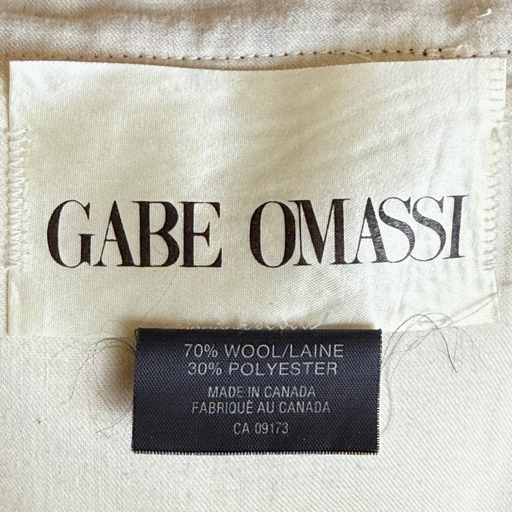Gabe Omassi 70% wool 30% polyester Made in Canada label