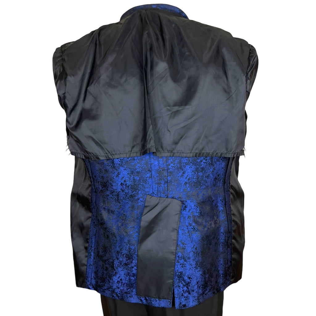 1960s Vintage Tuxedo Jacket Shiny Blue Brocade Size M