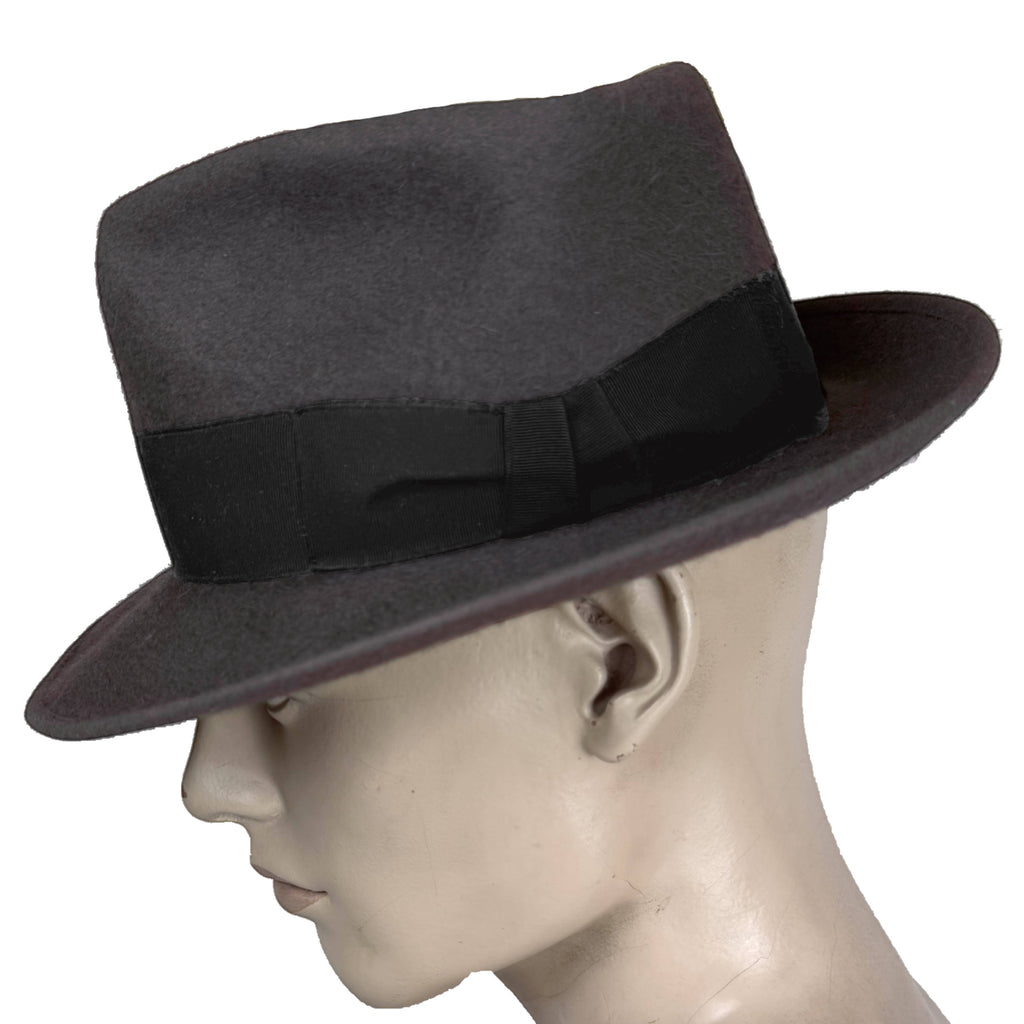 1950s Vintage Gelot Paris Fedora Grey Fur Felt Hat Sz 7 1/8