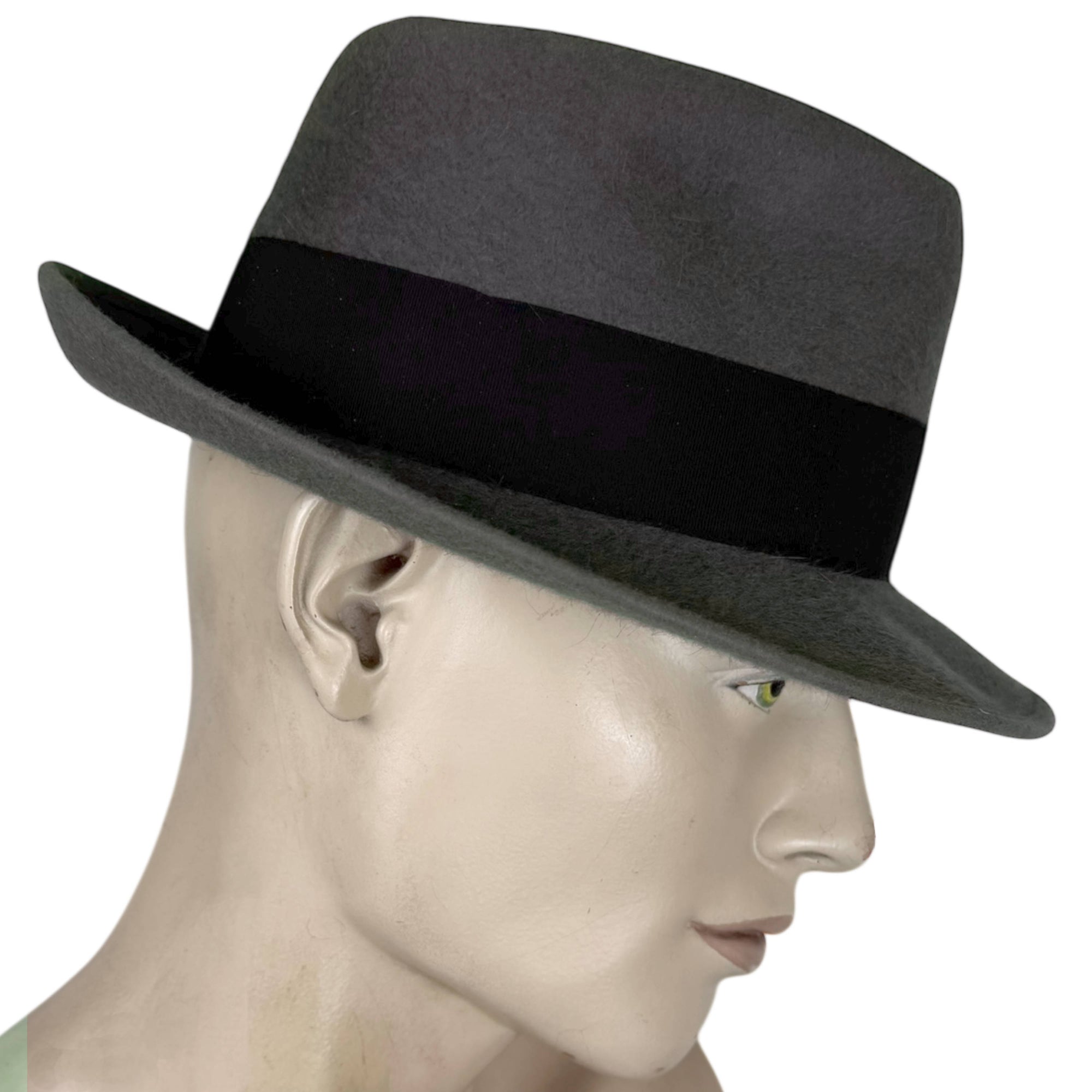 1950s Vintage Gelot Paris Fedora Grey Fur Felt Hat Sz 7 1/8