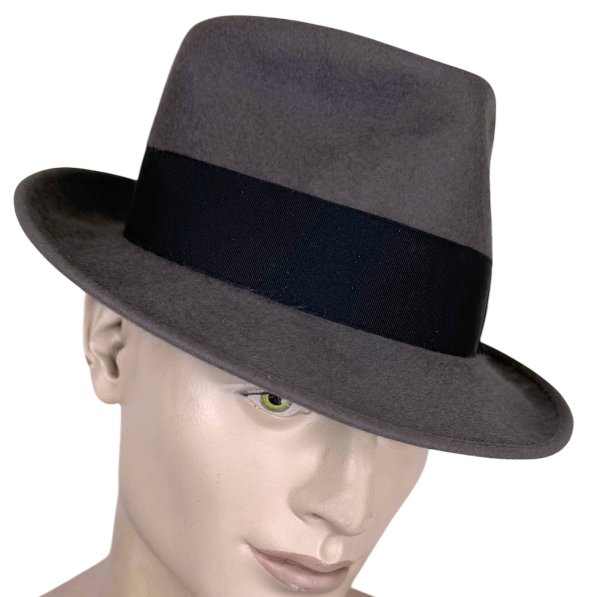 1950s Vintage Gelot Paris Fedora Grey Fur Felt Hat Sz 7 1/8