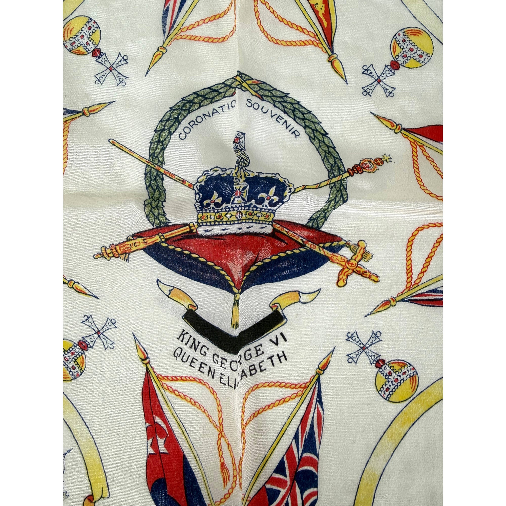 detail of e 1937 King George VI Coronation Souvenir Silk Handkerchief