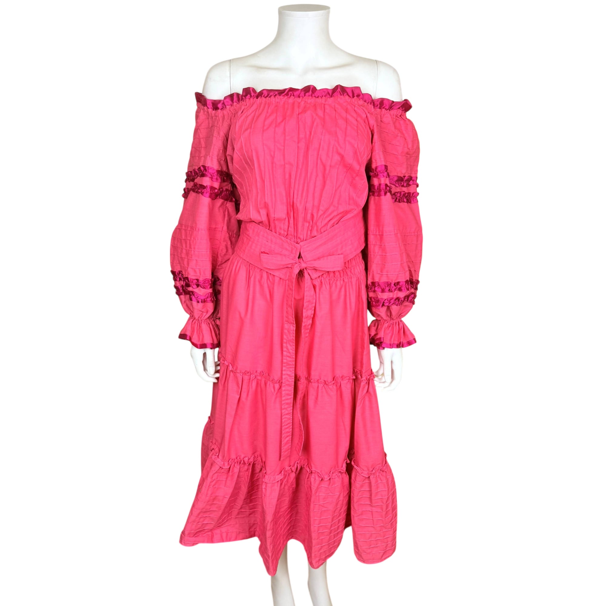 Vintage 1970s Georgia Charuhas de M Dress Mexican Cotton Blend One Size
