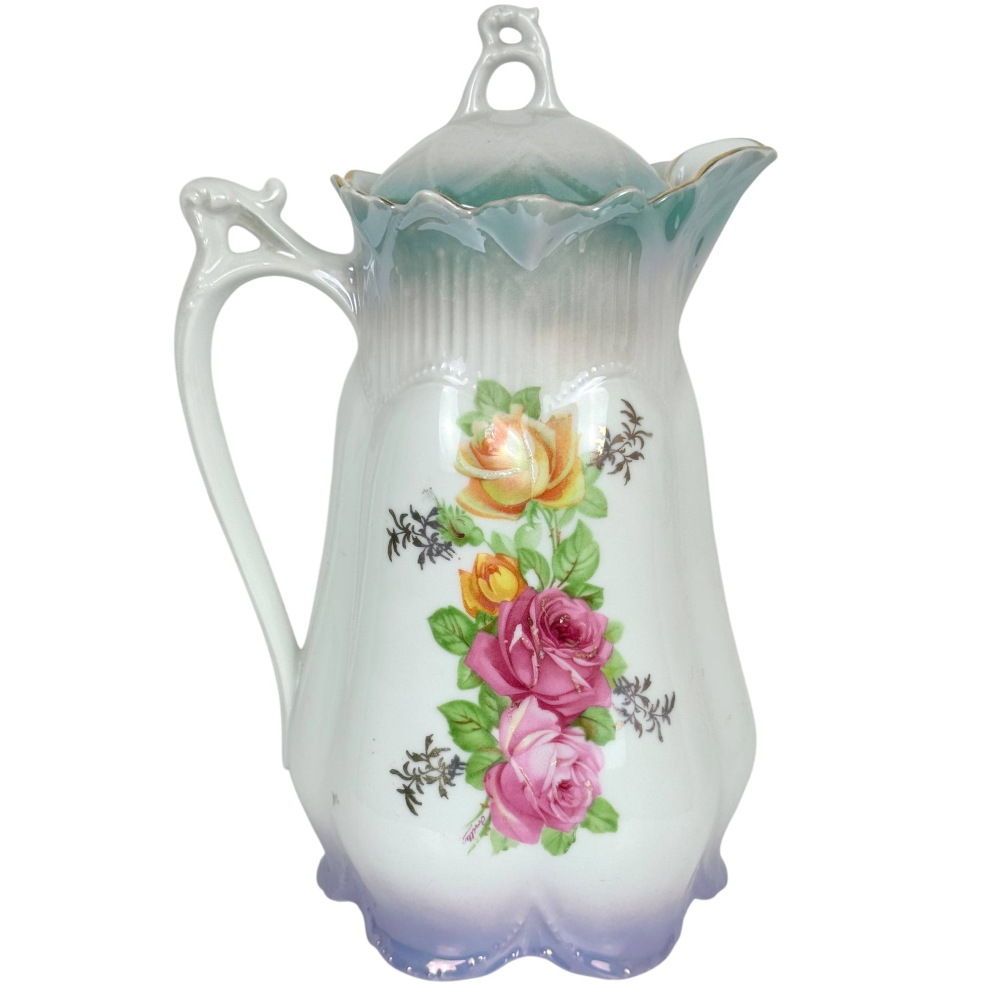 Antique German Porcelain Chocolate Service Roses Decoration