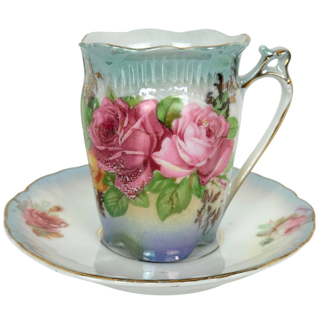 Antique German Porcelain Chocolate Service Roses Decoration