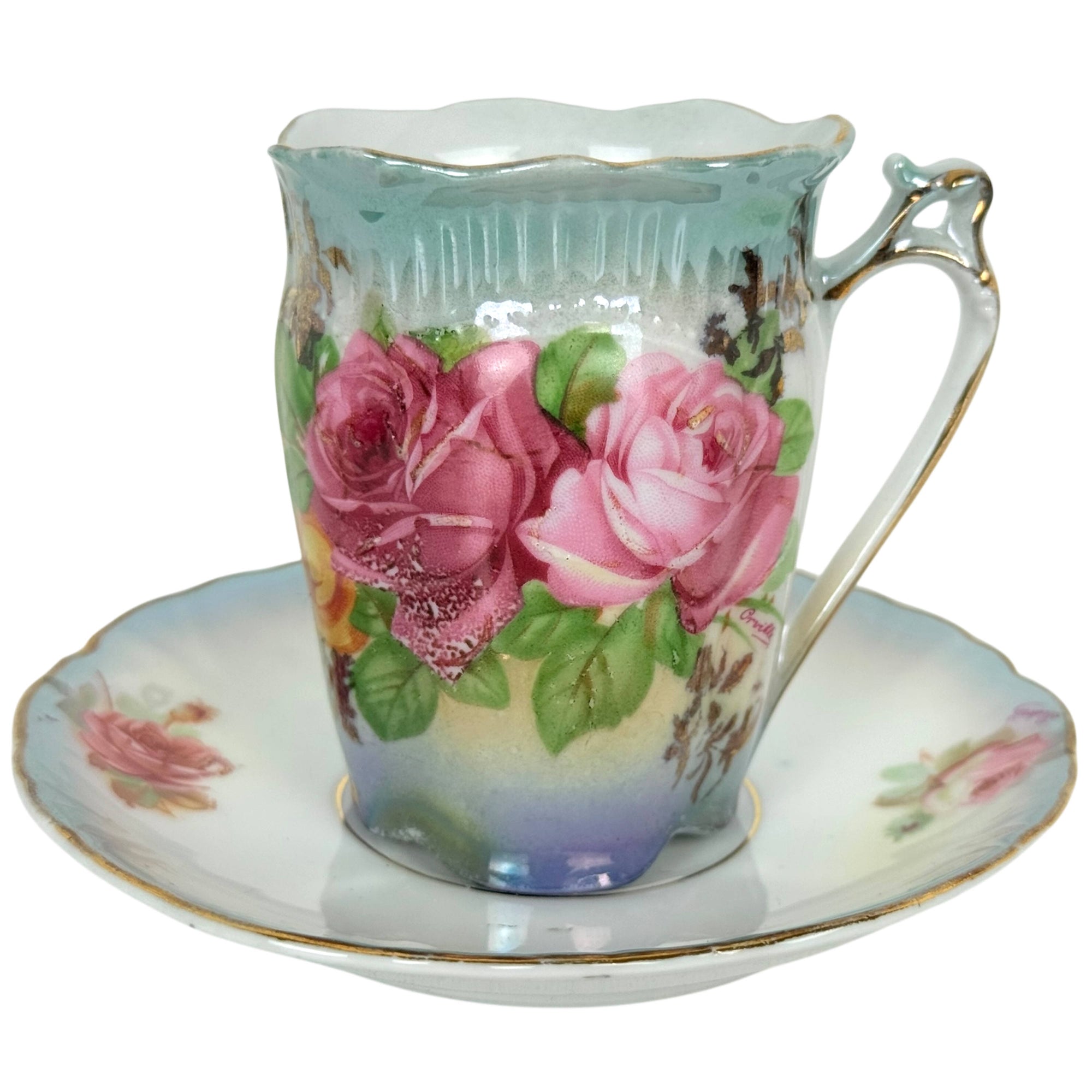 Antique German Porcelain Chocolate Service Roses Decoration