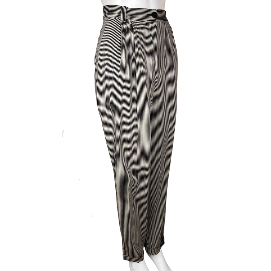 1980s Vintage Genny Pants Ladies Striped Wool Blend Size 8
