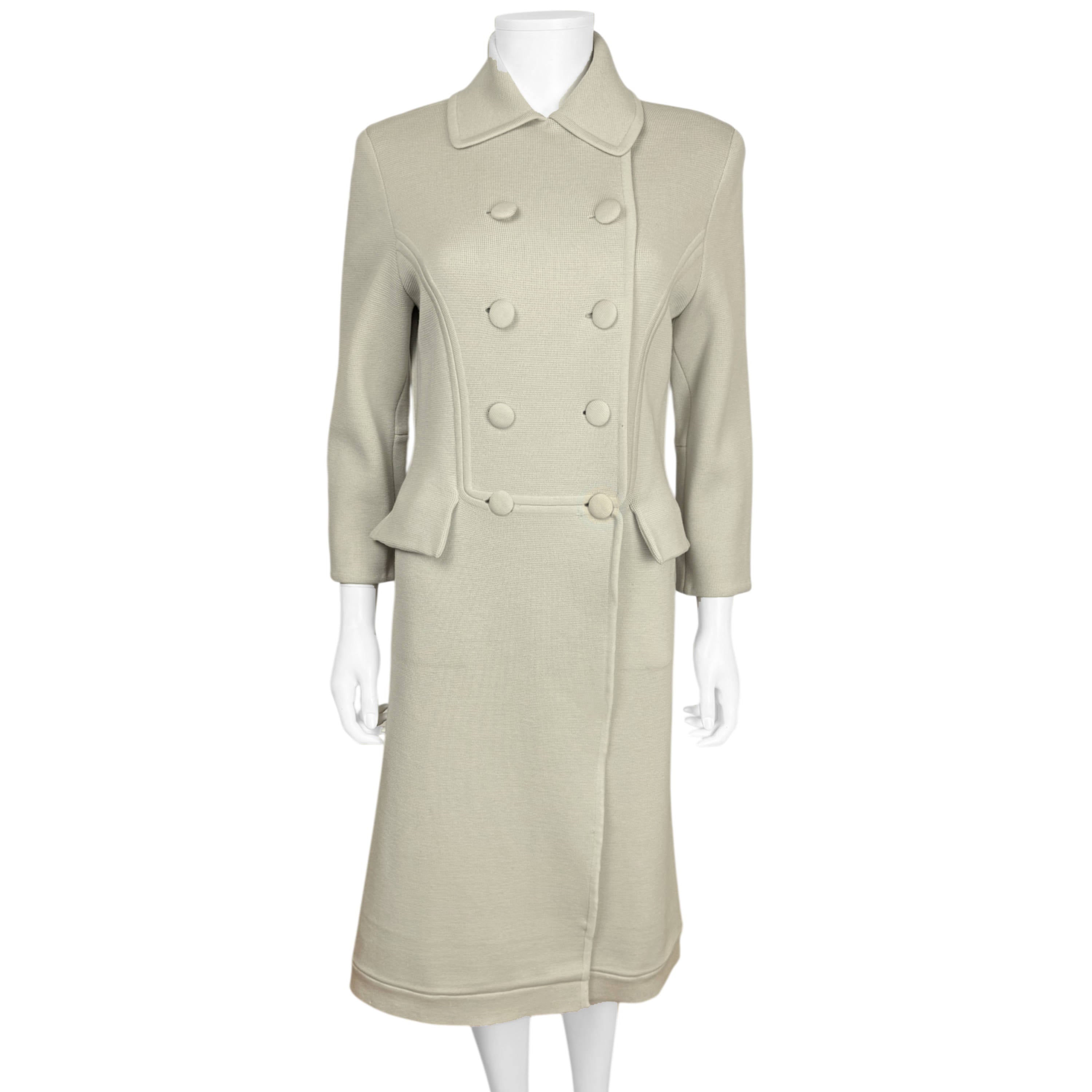 ジャケット・アウター 1960s Vintage Italy Double Breasted Coat Vintage Gino Paoli Wool Coat Made in Italy Cream Double Breasted