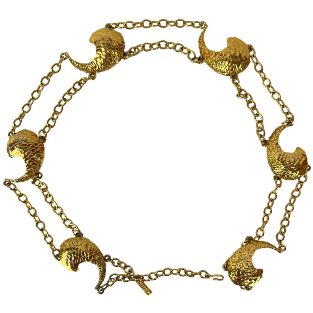 Vintage 1980s Givenchy Gold Toned Chain Belt Fish Tail Links