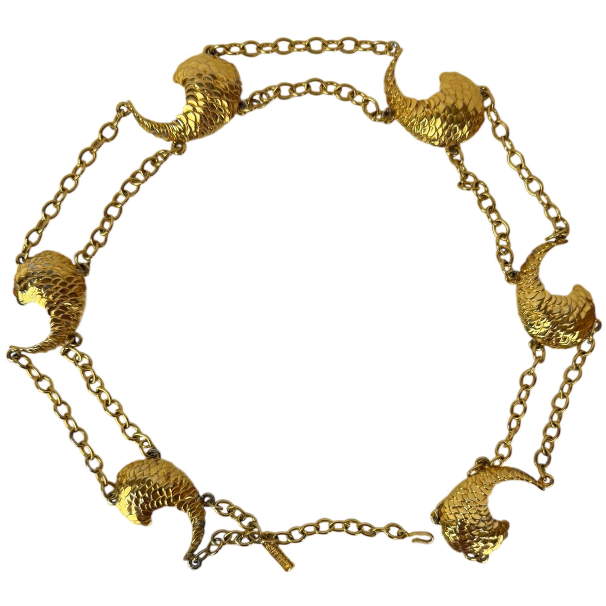Vintage 1980s Givenchy Gold Toned Chain Belt Fish Tail Links