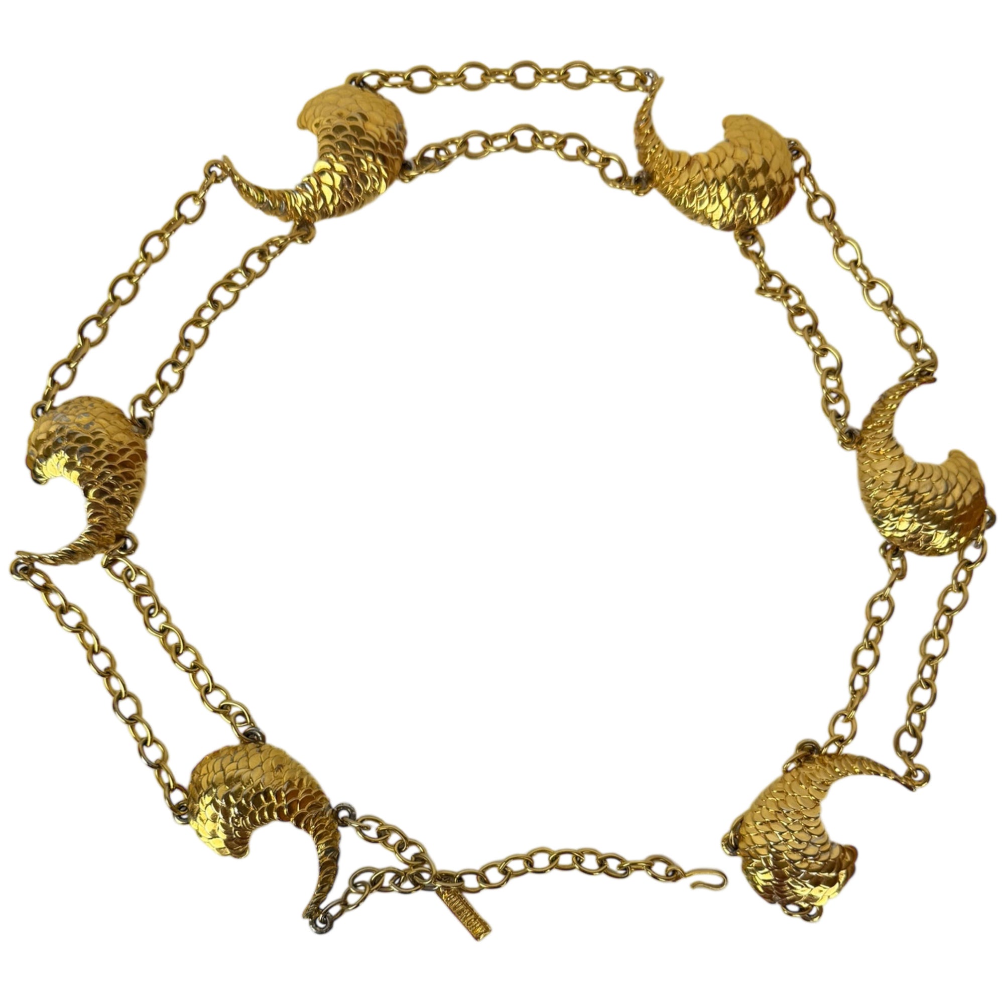 Vintage 1980s Givenchy Gold Toned Chain Belt Fish Tail Links