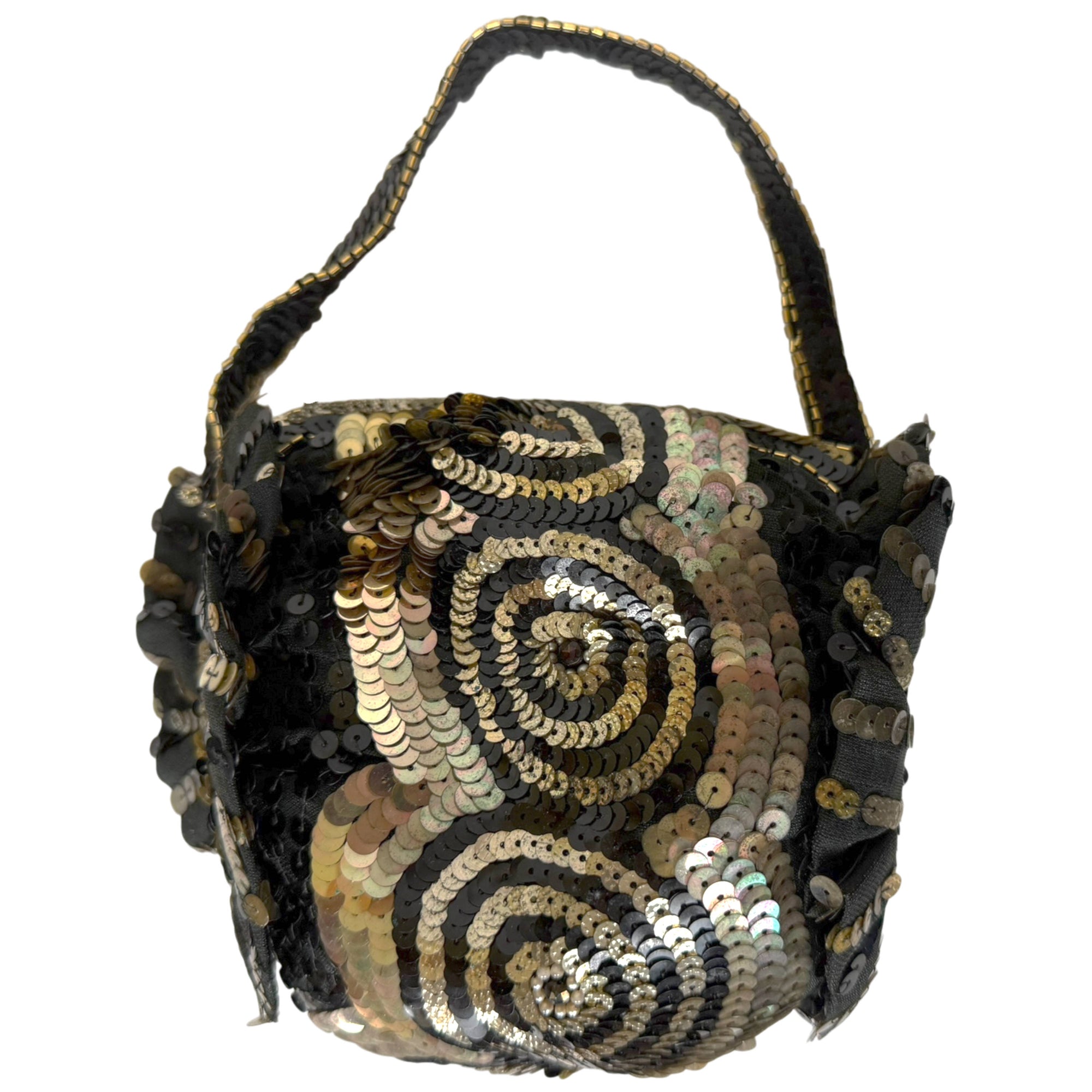 1930s Belgian Art Deco evening bag with gold and black sequins