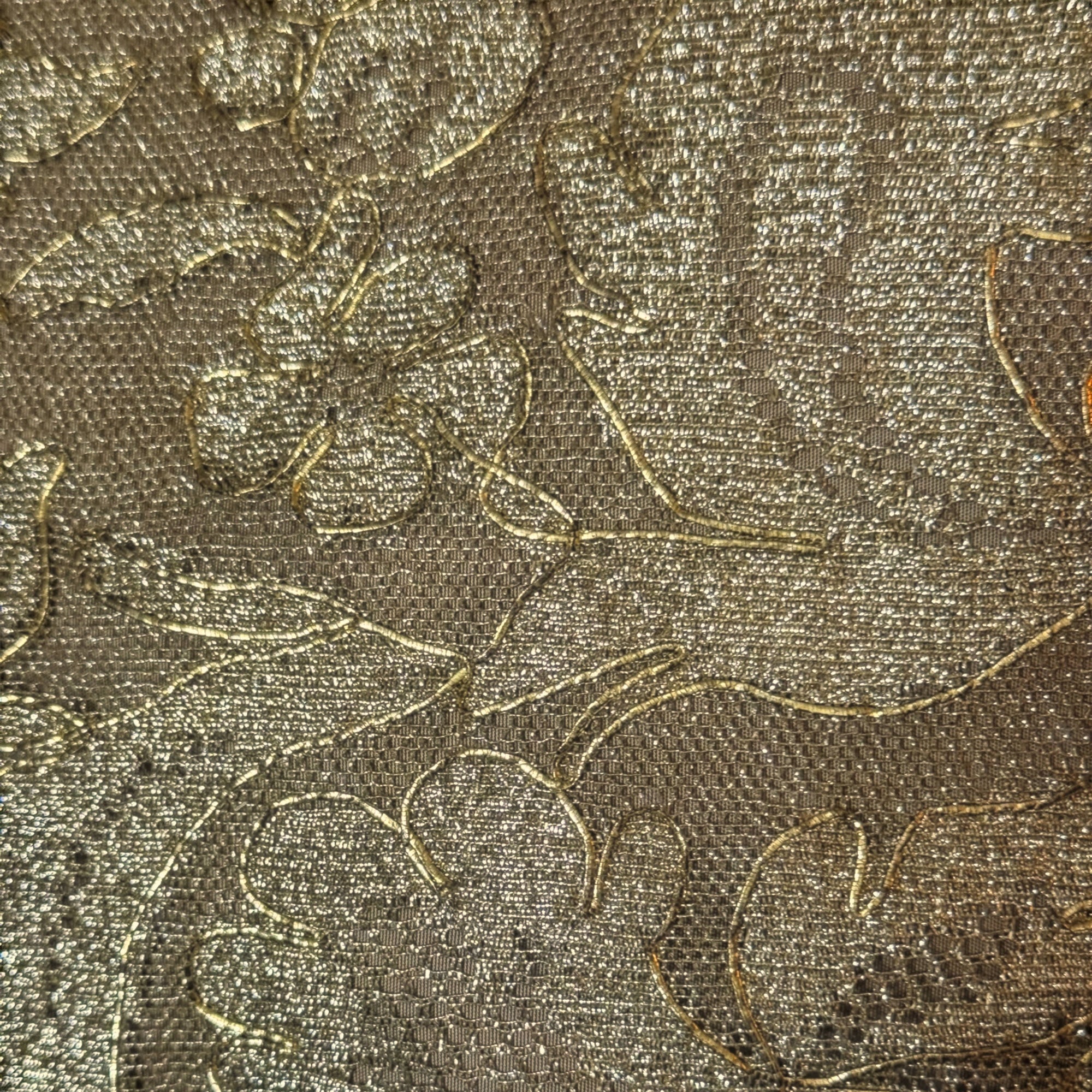 Vintage 1960s Gold Metallic Lace 2 Piece Dress Ensemble Top and Skirt