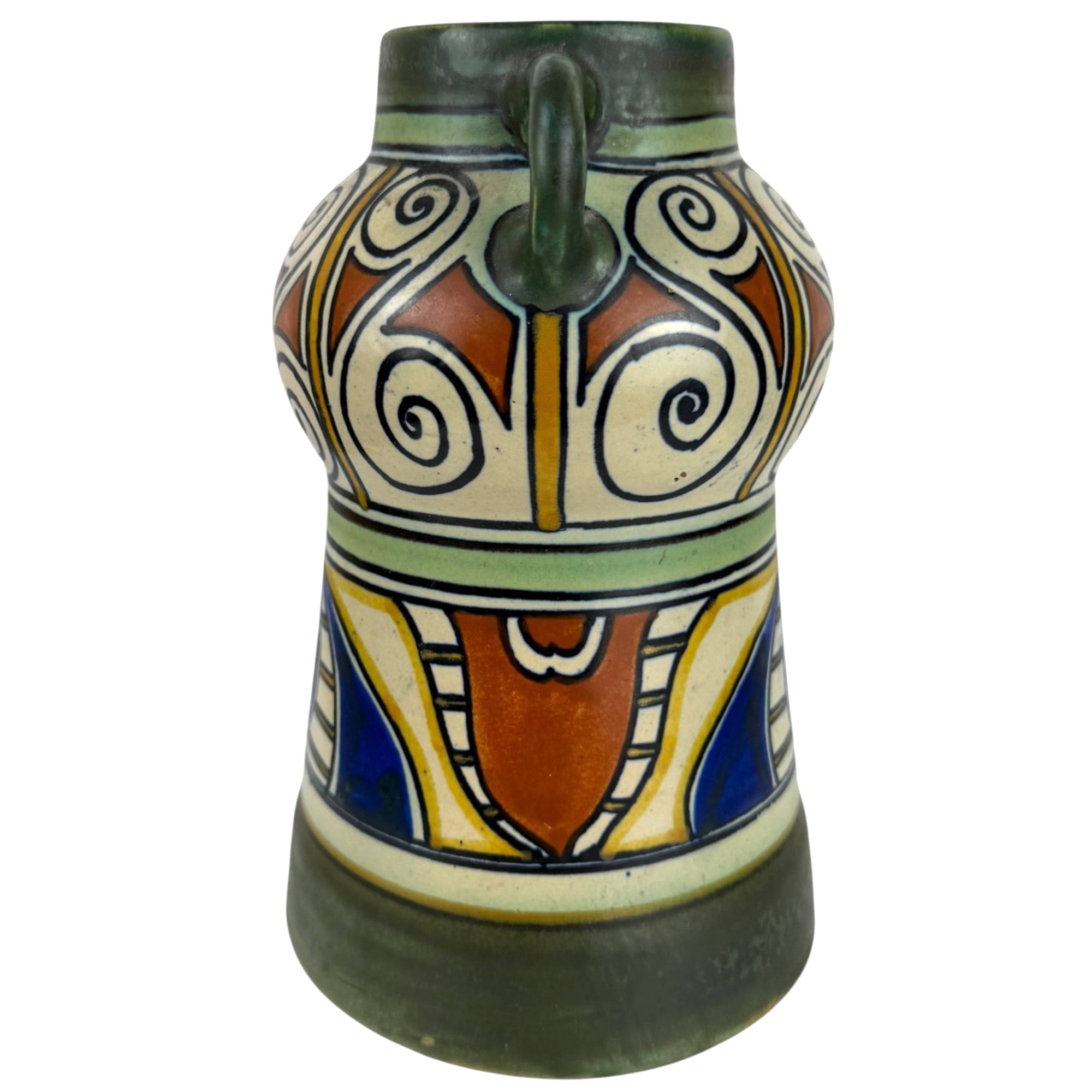 Antique Damascus Gouda Vase by PZH Holland
