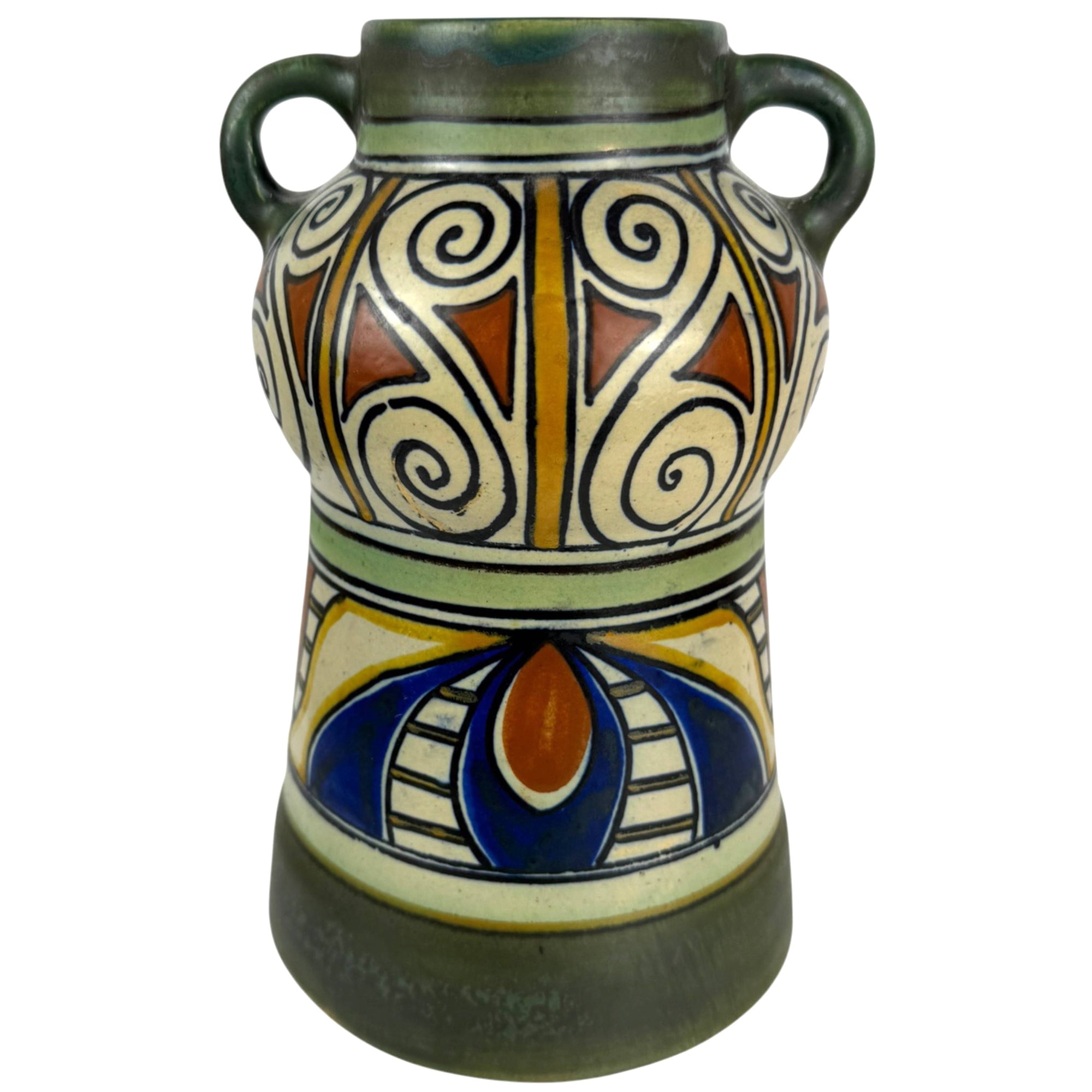 view of Antique PZH Holland Damascus Gouda Vase