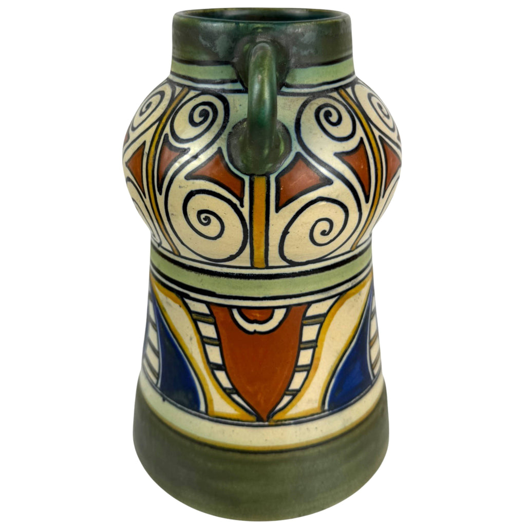 side view of Antique PZH Holland Damascus Gouda Vase