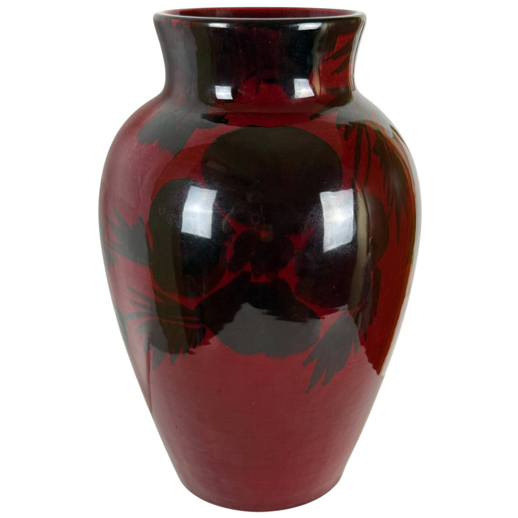 front view of St. Lukas Maarssen Oxblood Flambé Pottery Vase