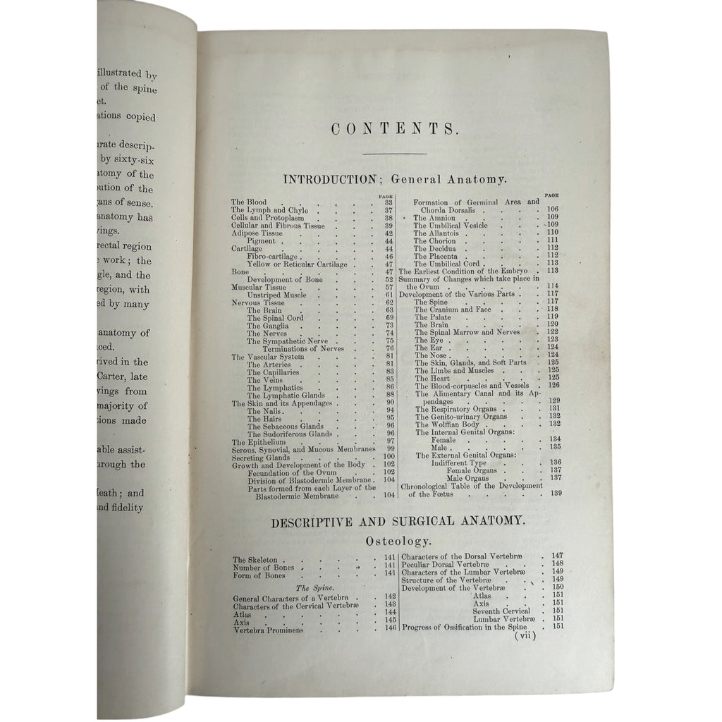 contents page 1883 Gray's Anatomy 