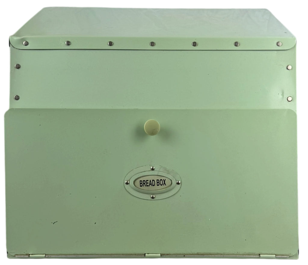 front view of vintage bread box