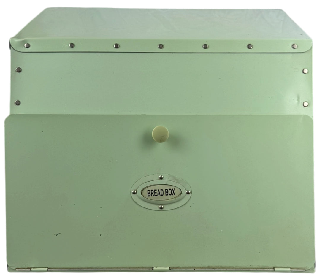 front view of vintage bread box