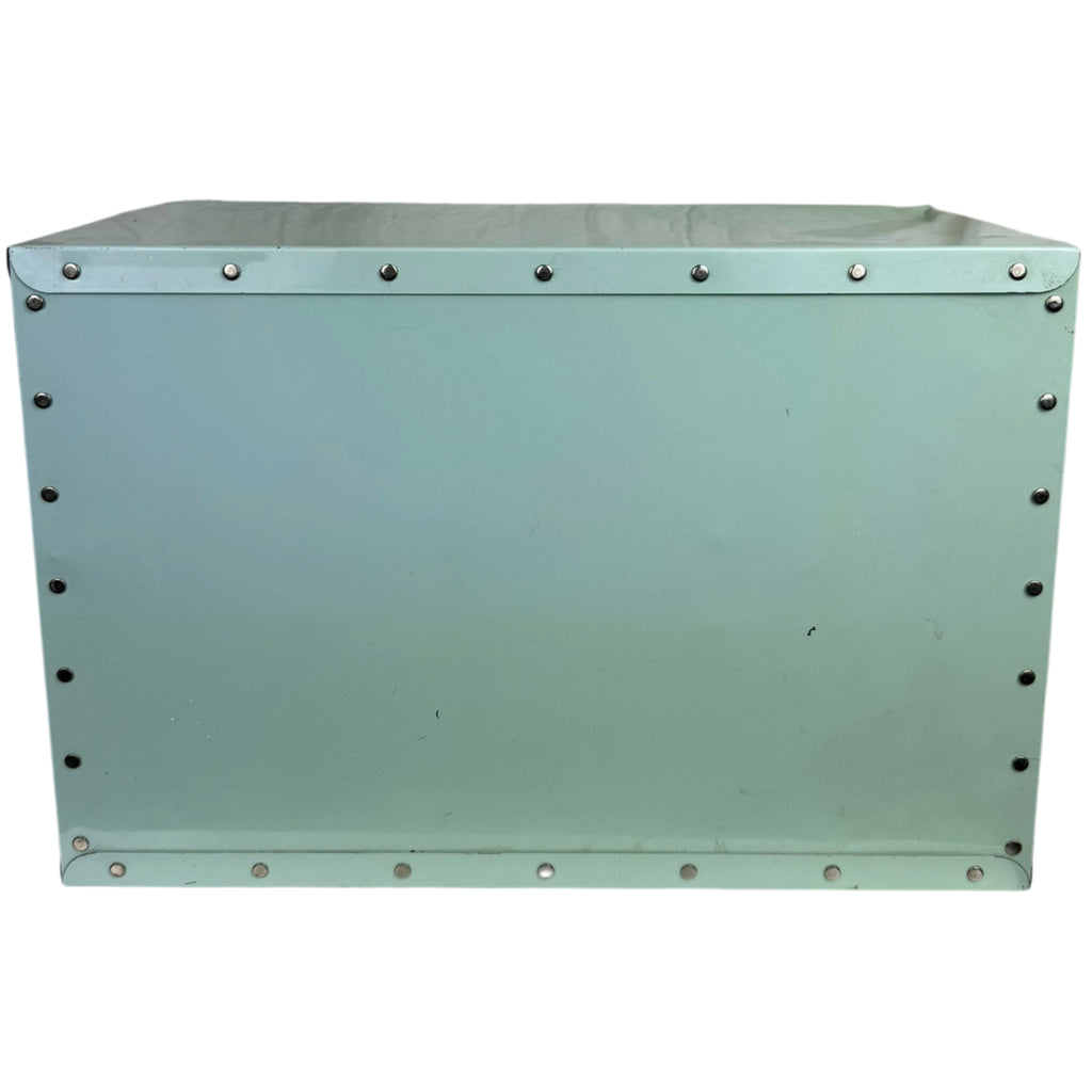 back of retro riveted bread box