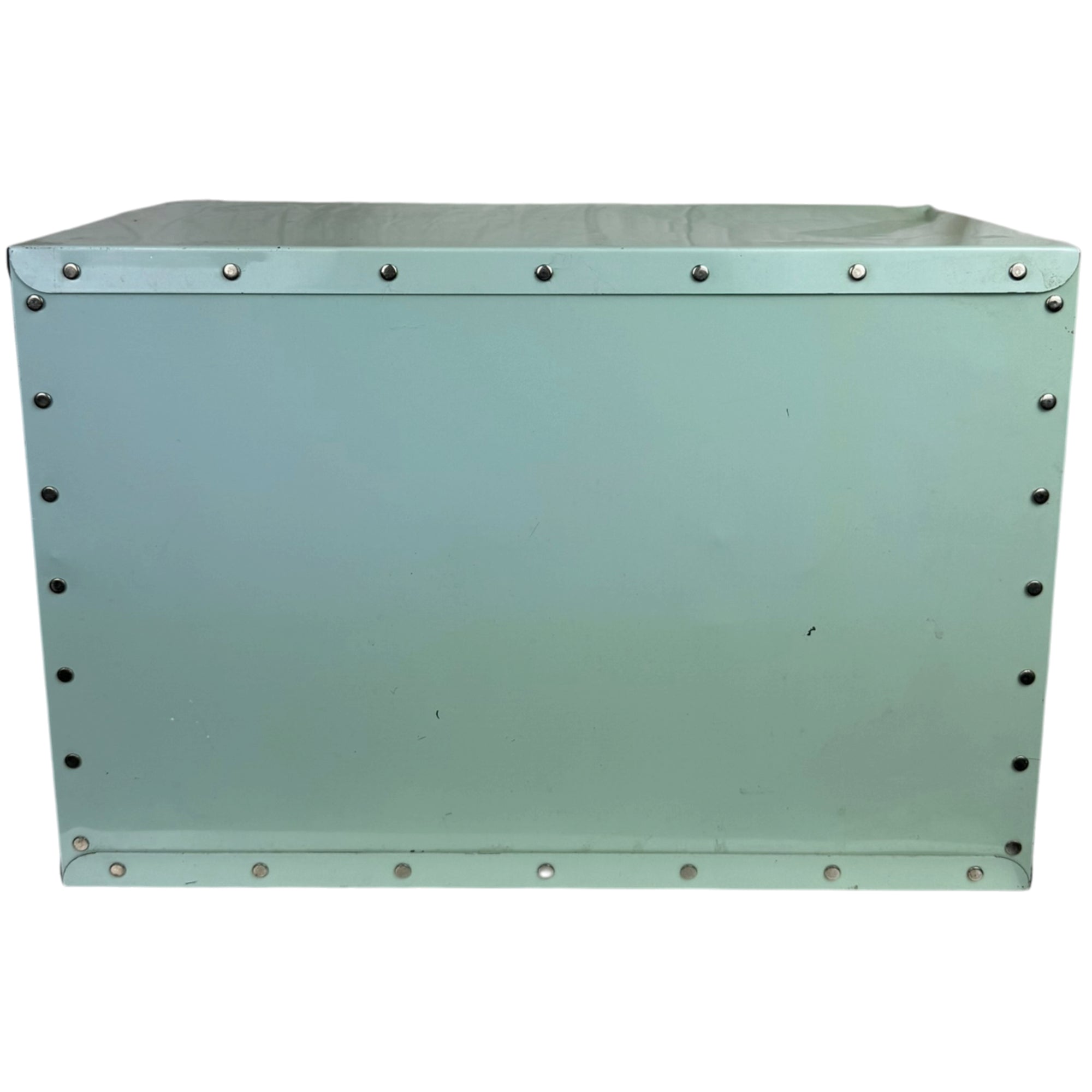 back of retro riveted bread box