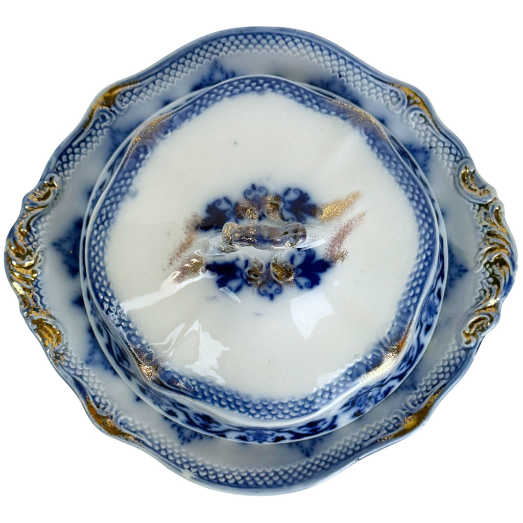 W.H. Grindley Celtic pattern covered butter dish