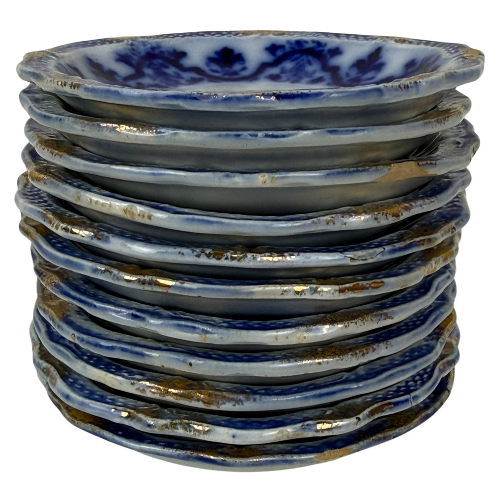 Lot of Antique Celtic Flow Blue butter pat by Grindley