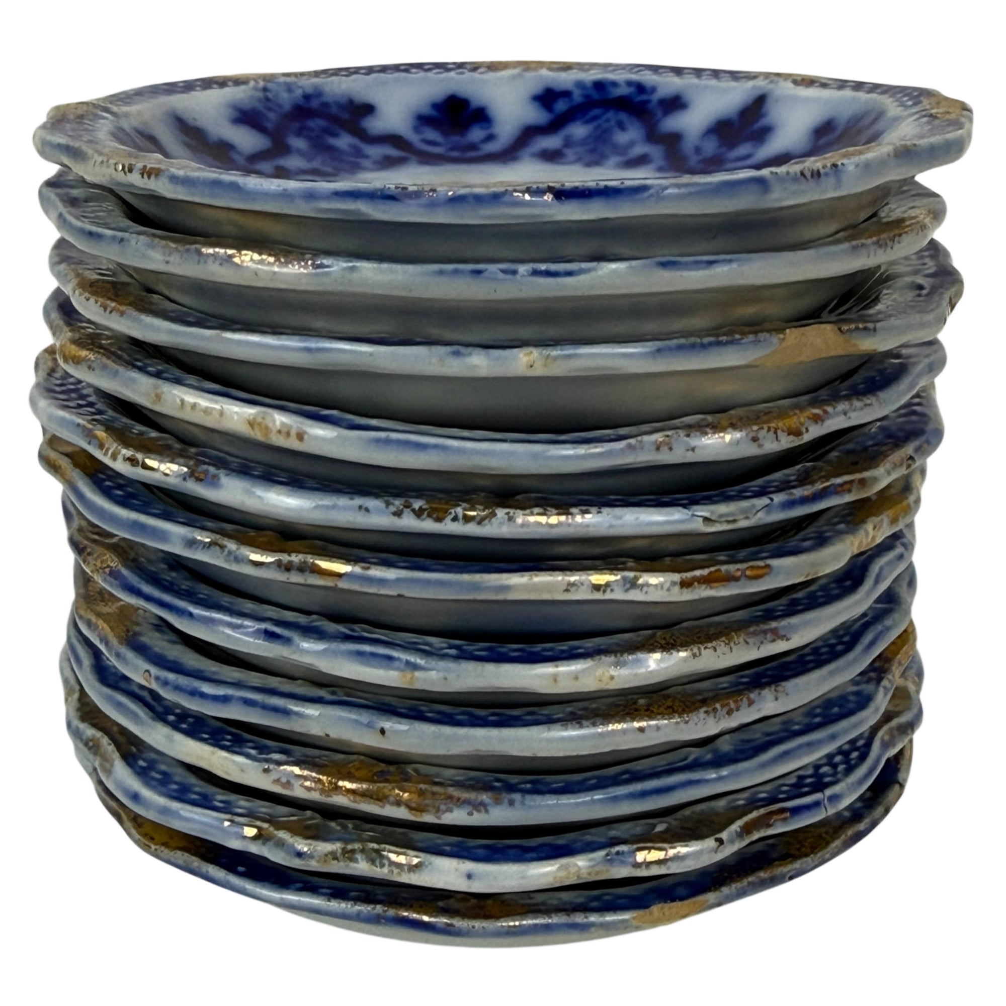 Lot of Antique Celtic Flow Blue butter pat by Grindley