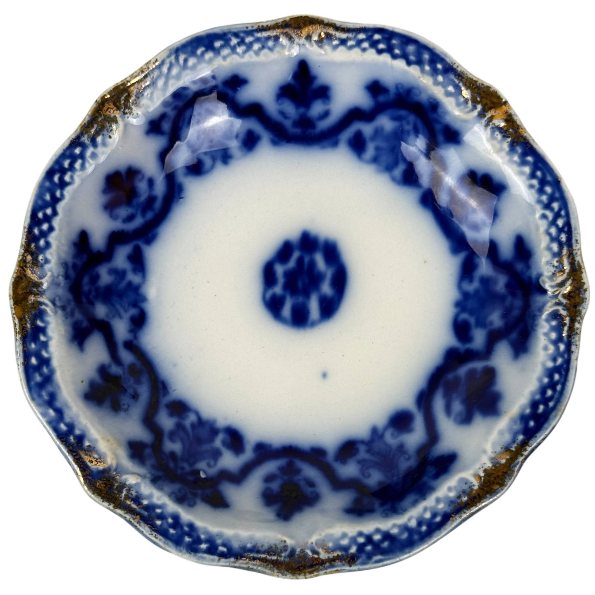 Celtic Flow Blue butter pat with gilt highlights