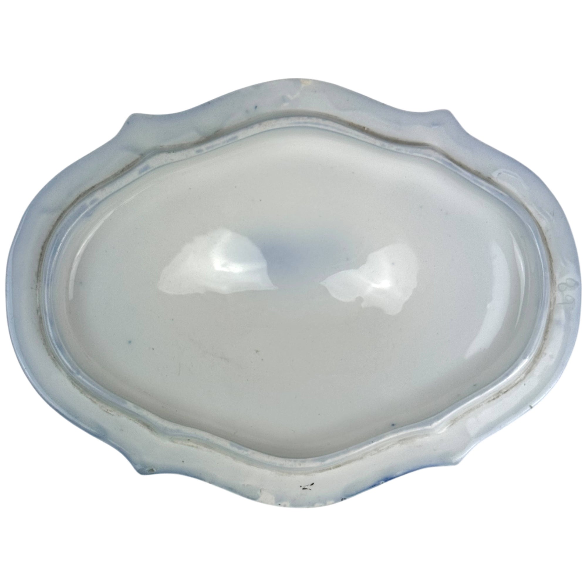 interior of lid of grindley celtic flow blue 
