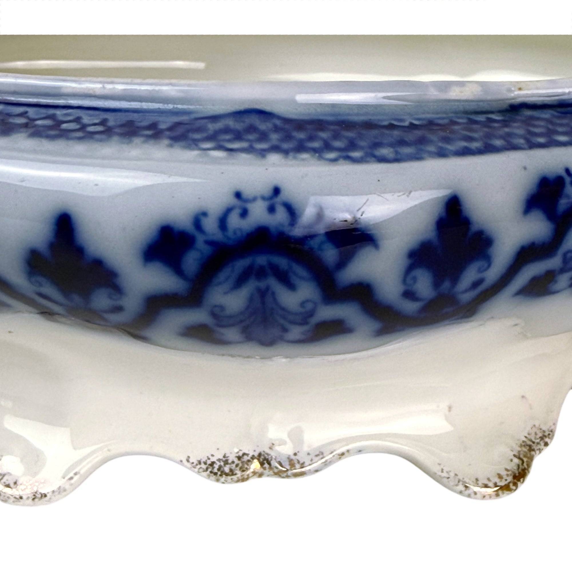 close up of grindley celtic flow blue pattern