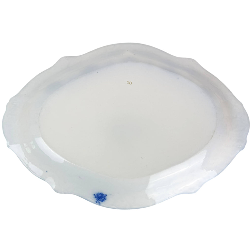 underside Large antique English Flow Blue platter