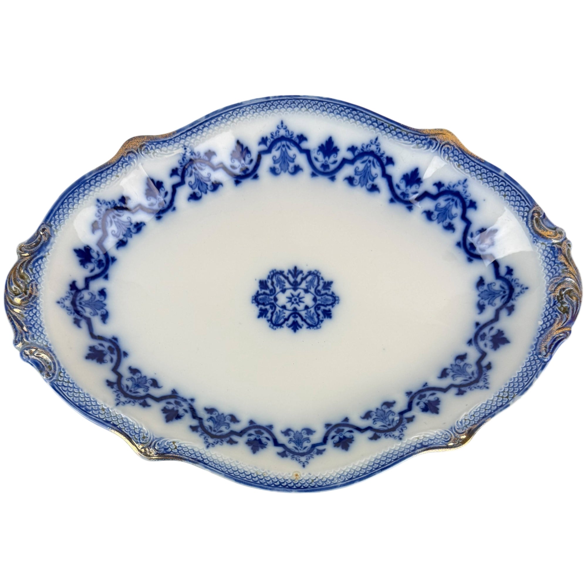 W.H. Grindley Celtic Flow Blue antique serving platter