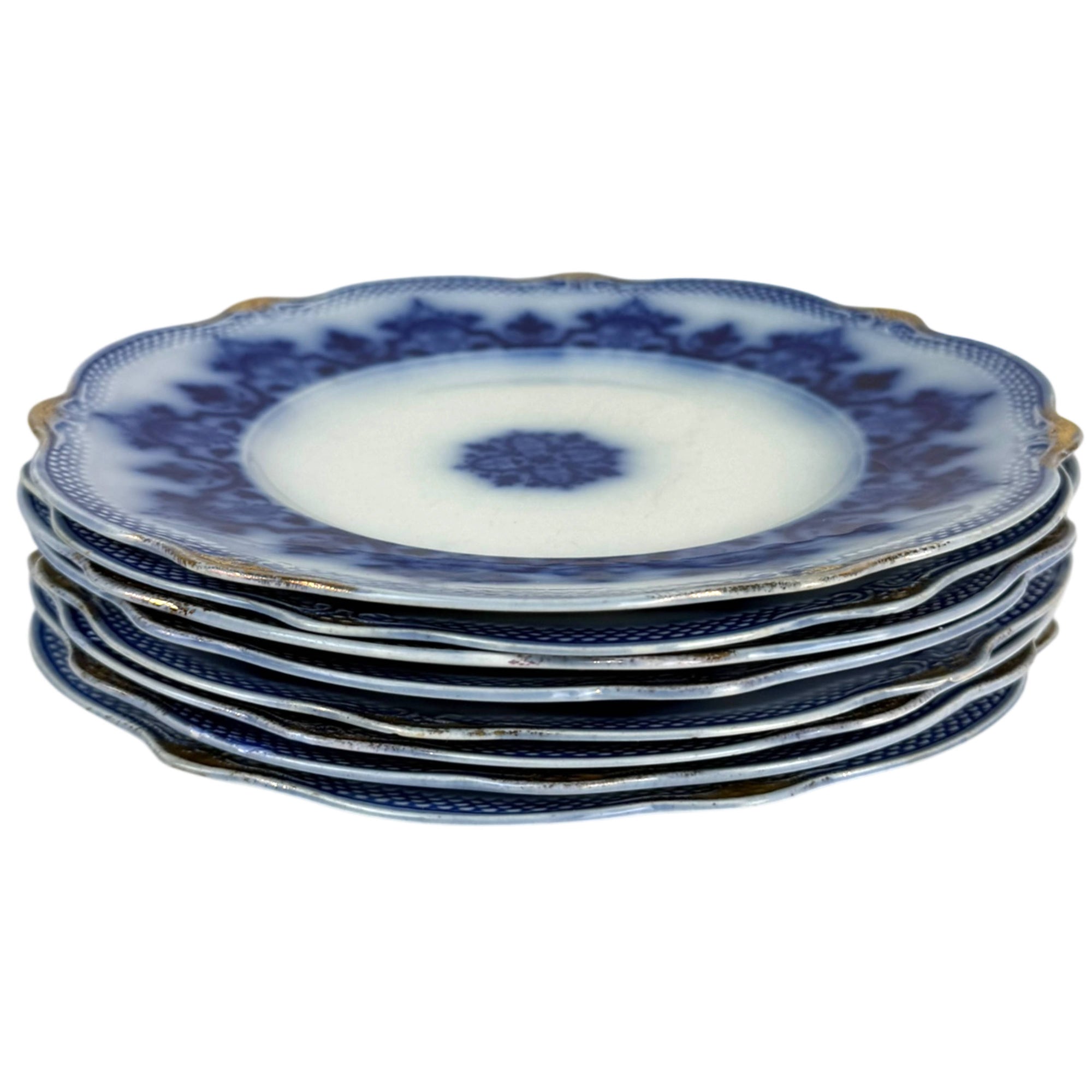 lot of Celtic pattern flow blue transferware plates